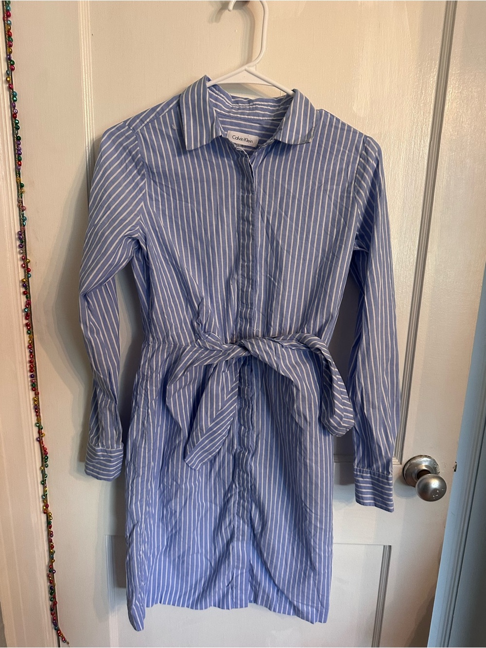 Calvin Klein Blue & White Stripe Shirt Dress size 2